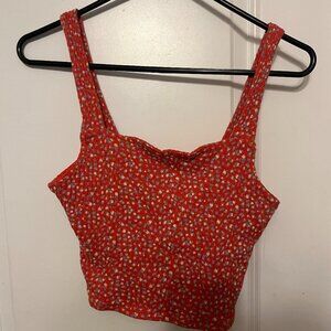 American Eagle Cropped Floral Tank Top